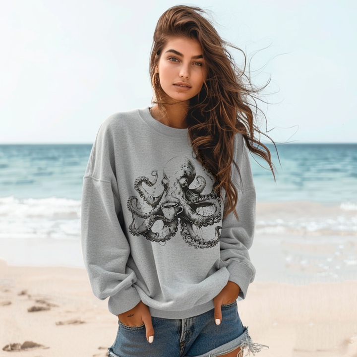 Octopus Coffee crew neck sweatshirt