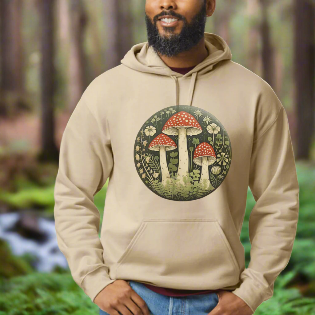 Red Mushrooms Trio hooded sweatshirt