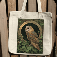 Forest Owl hemp-blend tote (natural)