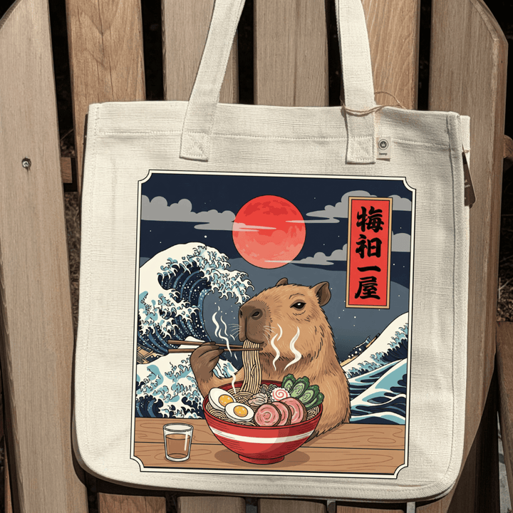 Capybara Ramen hemp-blend tote (natural)