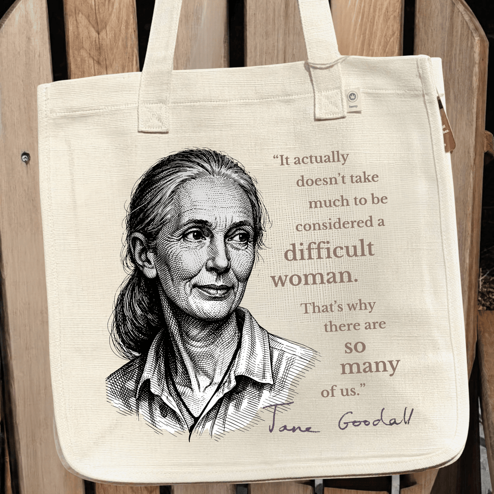 Jane Goodall Quote hemp-blend tote (natural)