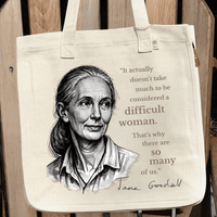 Jane Goodall Quote hemp-blend tote (natural)