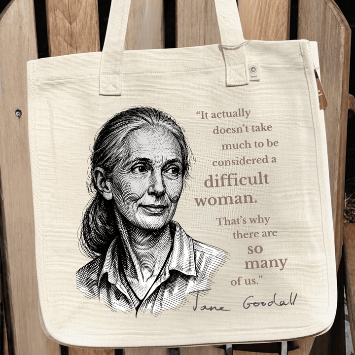 Jane Goodall Quote hemp-blend tote (natural)